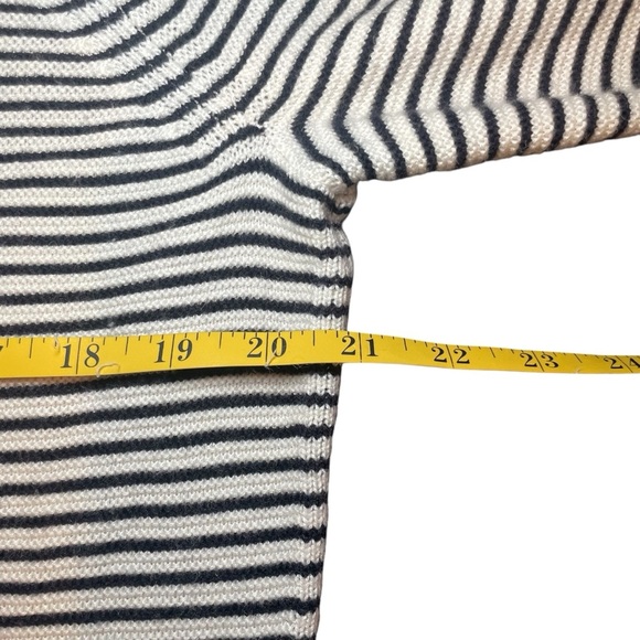 Talbots Petite Sweater Navy Cream Striped Link Stitch V Neck Pullover XLP Sailor - Picture 11 of 12